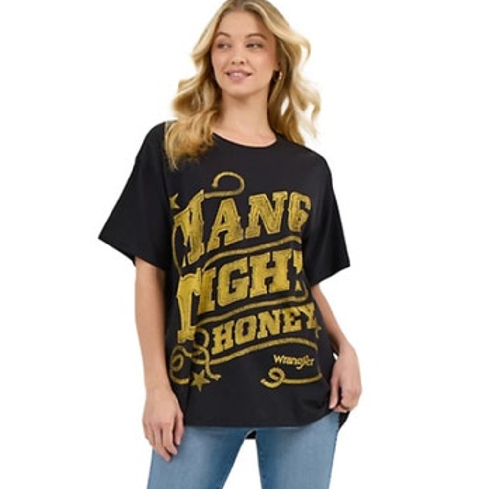 Wrangler x Lainey Wilson Oversized Hang‎ Tight Honey T-Shirt Size Medium NEW